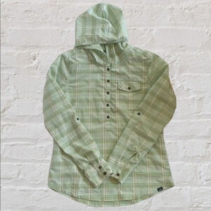 PrAna Nylon Shirt Crochet Roll Tab Mint Green XS